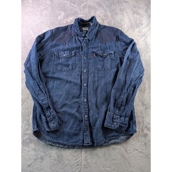 Levi's Other - Levis x Outerknown Mens XL Denim Sashiko Western Shirt Indigo Blue 21349-0014